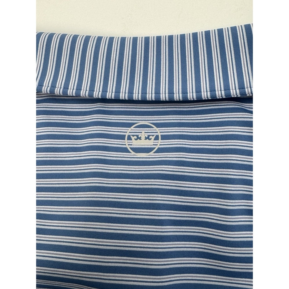 NWT Peter Millar BOWEN Triple Triple Stripe Jersey Golf Polo Shirt Blue XXL $115 - Picture 7 of 10